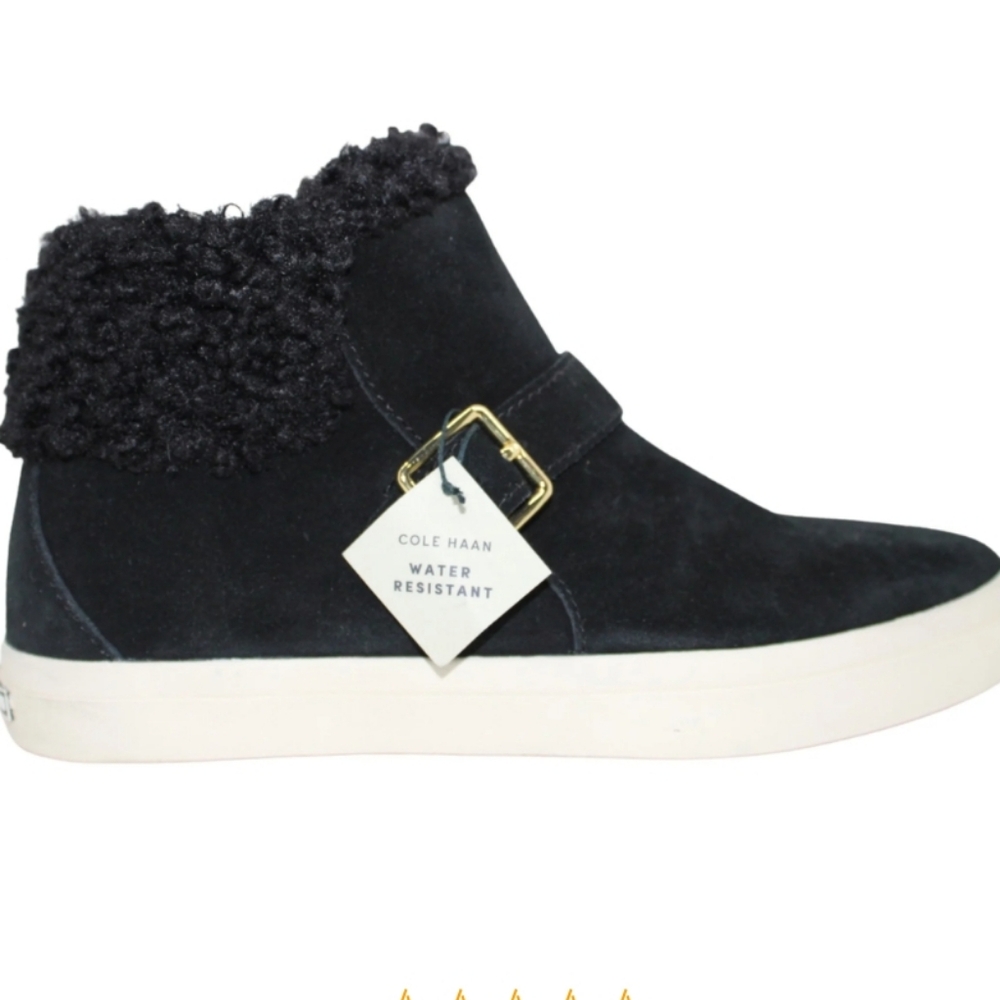 COLE HAAN Nantucket Cozy Ankle Boot In Black Suede Size 7